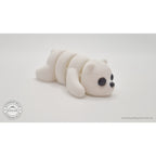 White Baby Bear 3D printed articulated fidget toy — straight front face view showing eyes and nose — Sensory Sidequest Australia