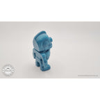 3D printed Tiny Robot articulated fidget toy in teal — 3/4 right view showing side profile and arm detail — Sensory Sidequest