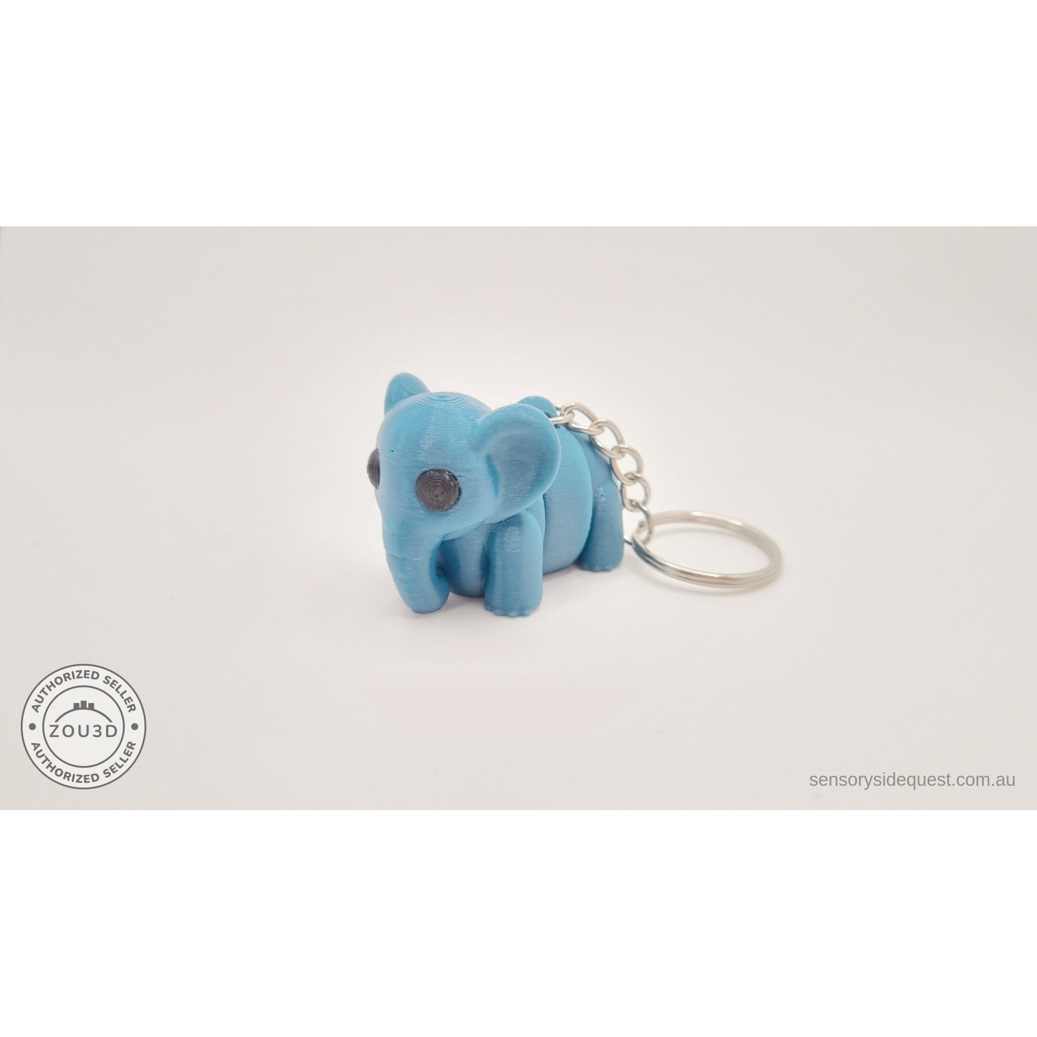 Blue Baby Elephant 3D printed keychain fidget toy by Sensory Sidequest