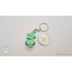 Green Baby Iguana keychain beside Australian 50-cent coin — scale reference by Sensory Sidequest