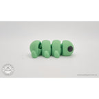 Green Baby Caterpillar 3D printed articulated fidget toy — straight front face view showing large eyes — Sensory Sidequest Australia