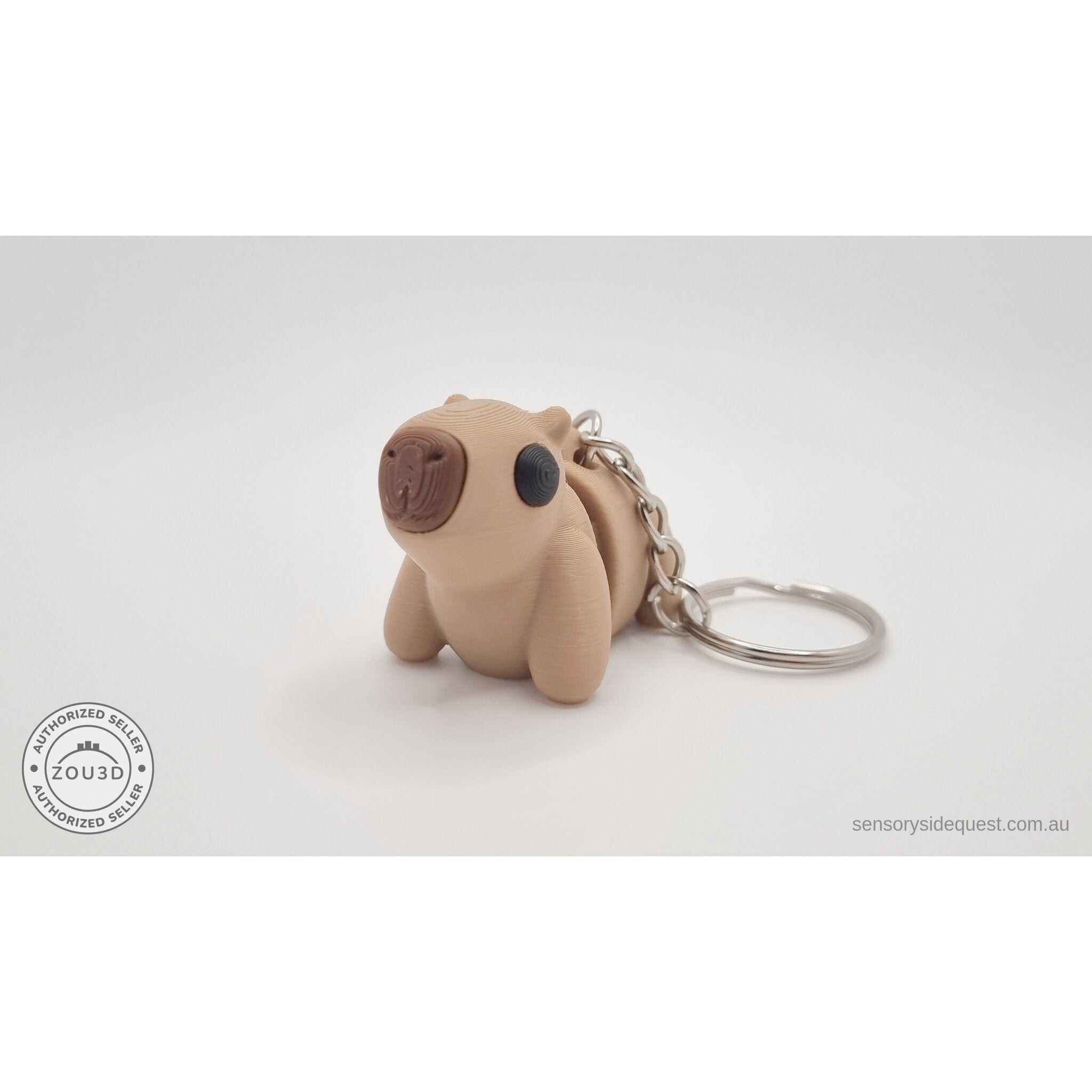 Baby Capybara smooth keychain — front view showing face detail with keyring