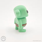 Green Tiny Goblin 3D printed toy — close-up 3/4 view showing loincloth detail
