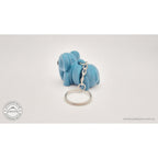 Blue Baby Elephant 3D printed keychain toy — rear view showing keychain attachment