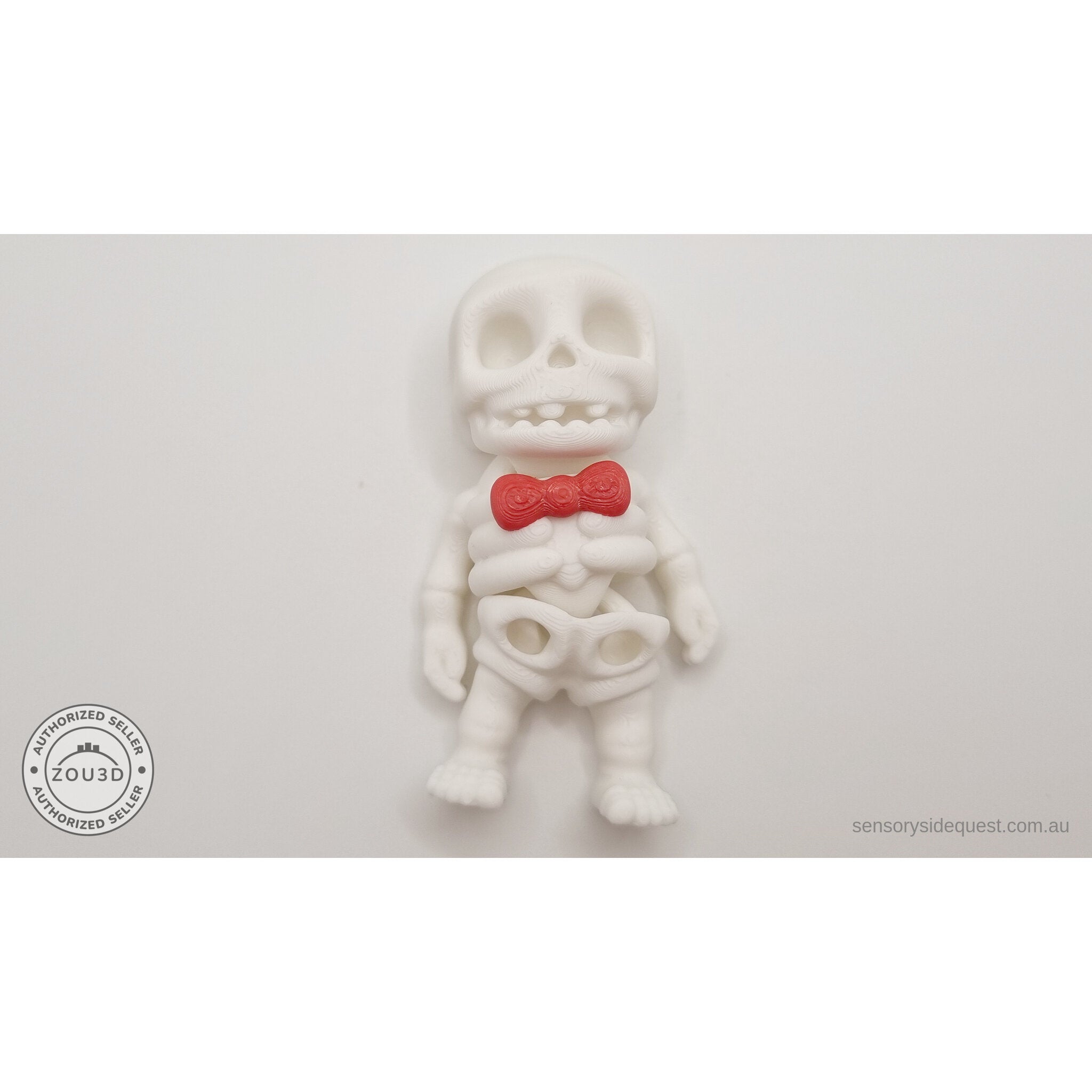 Mr.Skeleton Basic variant flat lay showing fully articulated joints and poseable limbs — 3D printed articulated fidget toy by Sensory Sidequest
