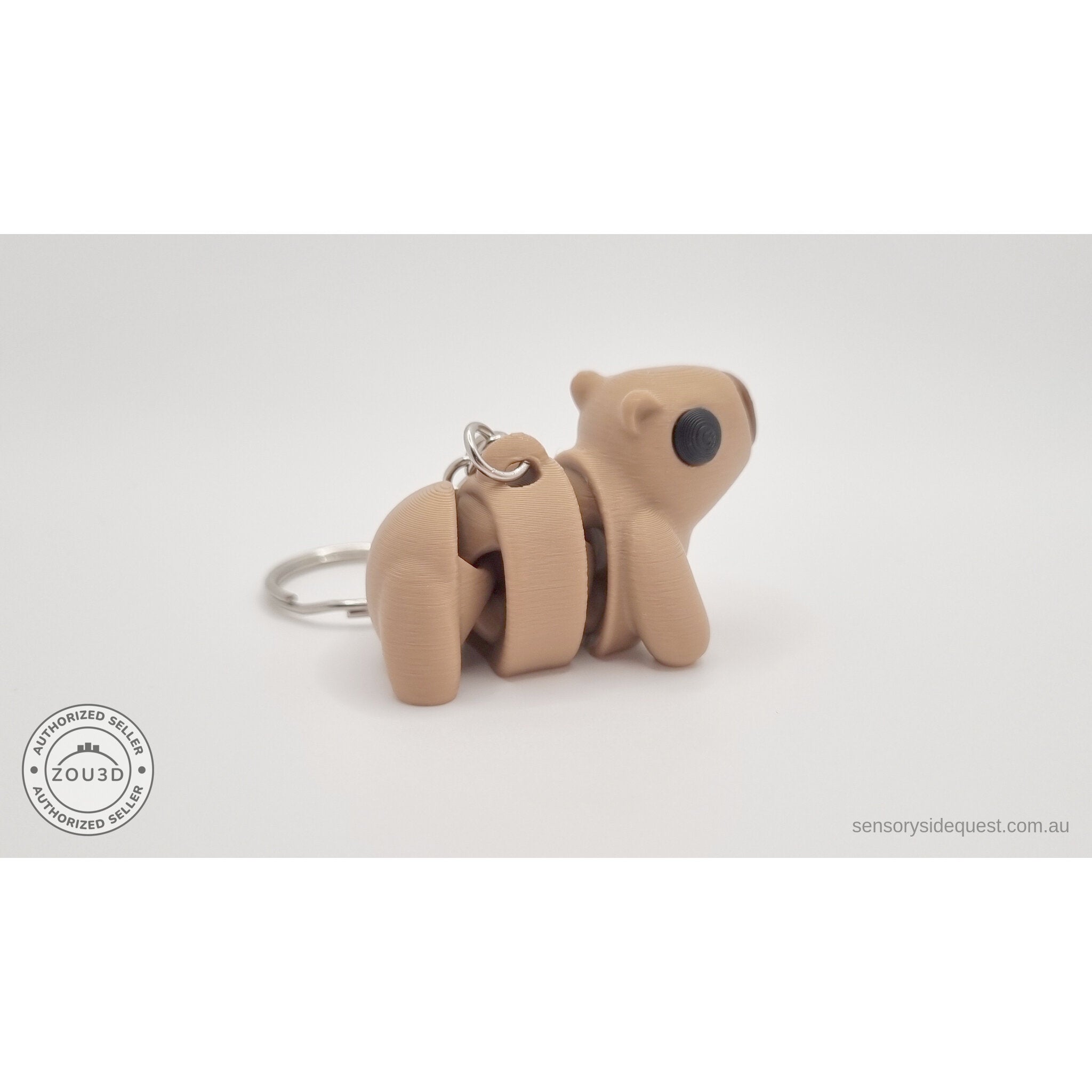 Baby Capybara smooth keychain — side view showing chain hardware along body