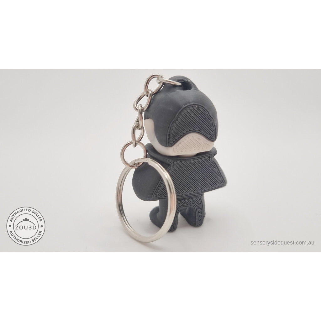 Tiny Dracula keychain variant — rear view showing back and ring detail, own photo by Sensory Sidequest