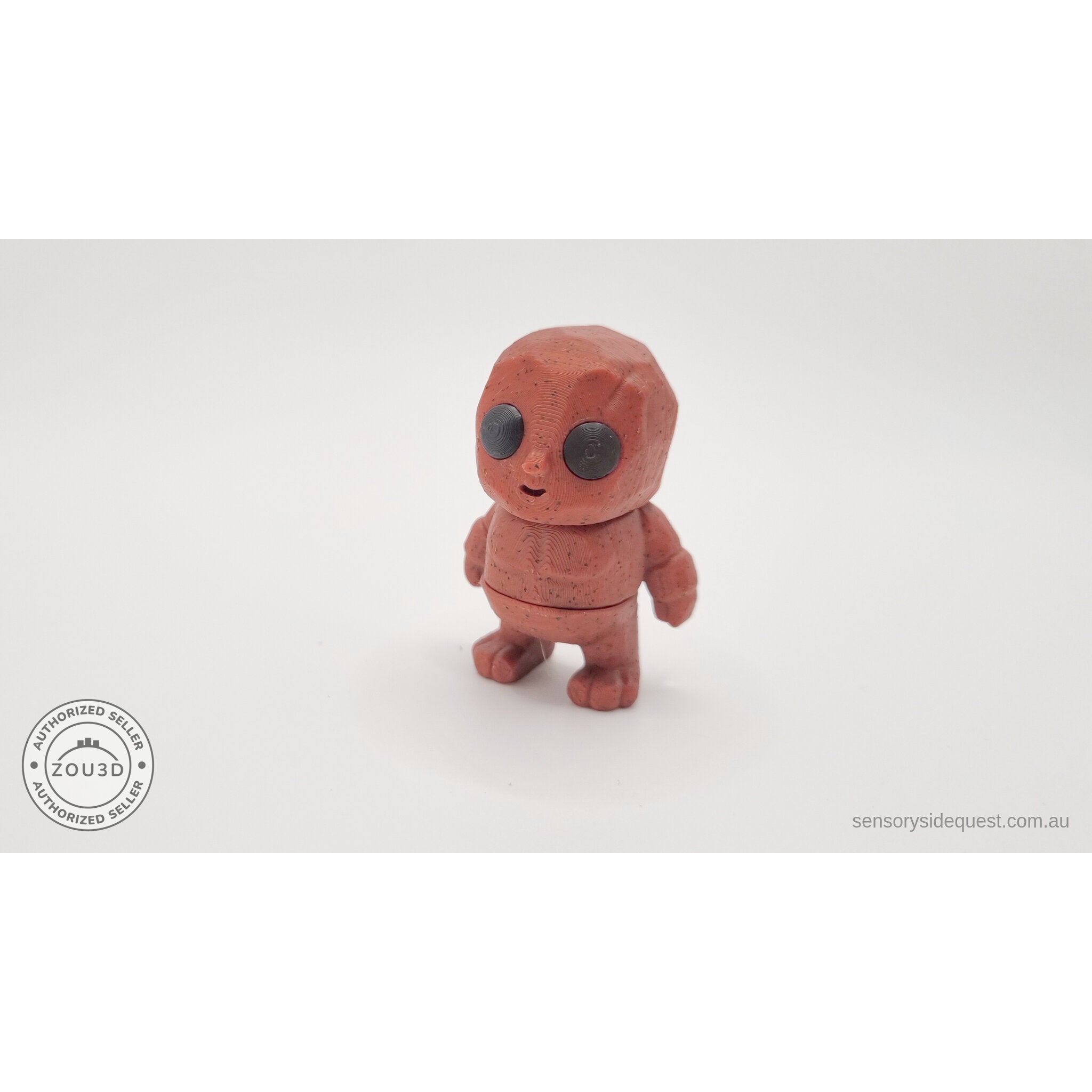 Terracotta Tiny Rock Golem 3D printed articulated fidget toy — front view by Sensory Sidequest