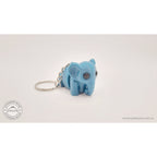 Blue Baby Elephant 3D printed keychain toy — 3/4 front view with keychain ring