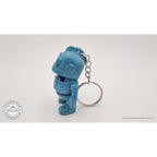 Tiny Robot 3D printed fidget toy keychain variant in teal — side view showing body profile and chain hardware — Sensory Sidequest
