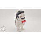 Mr.Skeleton Freddie Mercury keychain variant 3/4 front view with split ring hardware — 3D printed articulated fidget toy by Sensory Sidequest