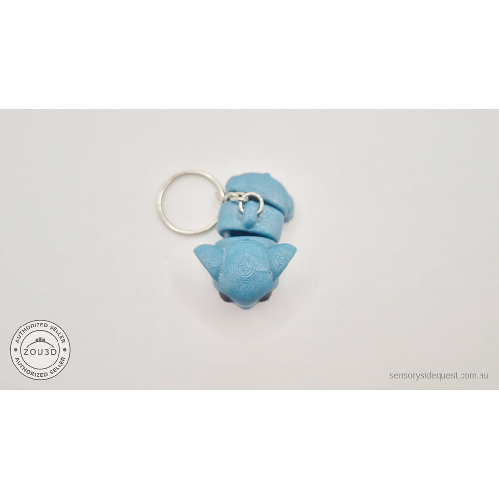 Blue Baby Elephant 3D printed keychain toy — overhead view