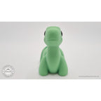 Green Baby Brontosaurus 3D printed articulated fidget toy — straight front face view — Sensory Sidequest Australia