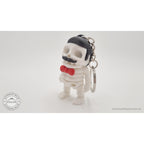 Mr.Skeleton Freddie Mercury keychain variant leaning 3/4 pose showing keychain ring and chain — 3D printed articulated fidget toy by Sensory Sidequest