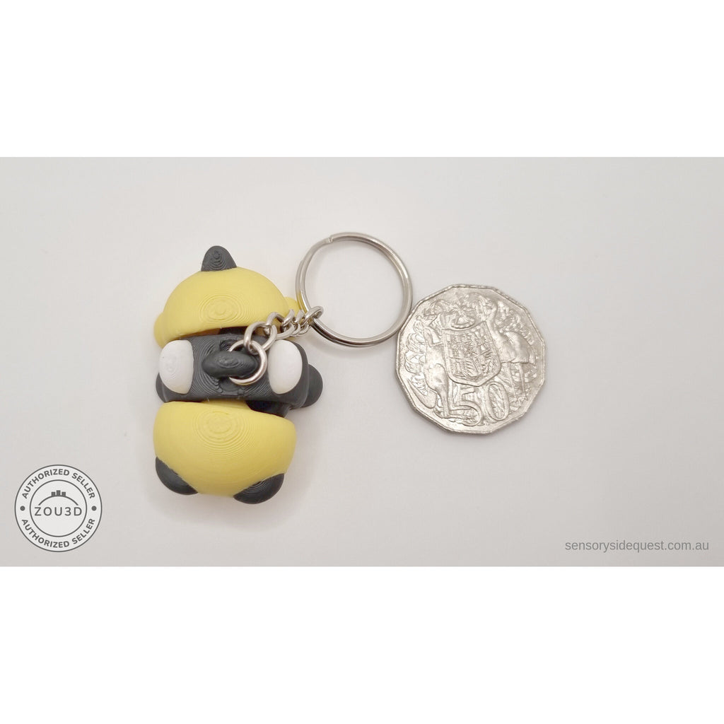 Baby Bee keychain — alternate scale view beside Australian 50 cent coin