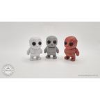 Three Tiny Rock Golem figures in White, Grey and Terracotta — 3D printed by Sensory Sidequest