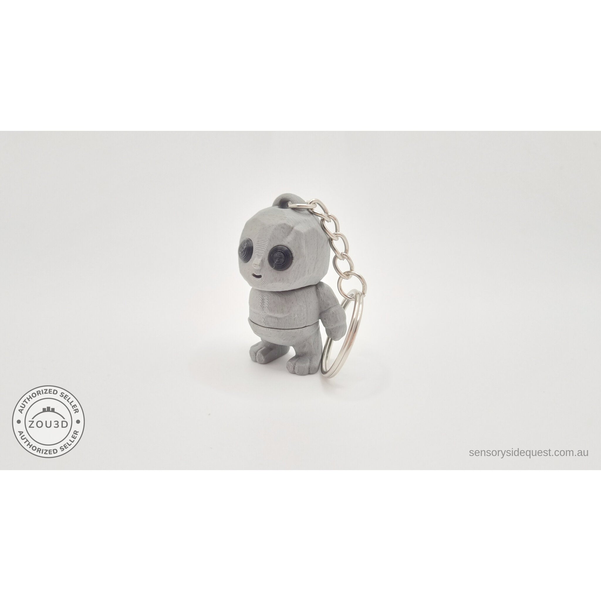 Grey Tiny Rock Golem keychain — 3D printed articulated fidget keychain by Sensory Sidequest