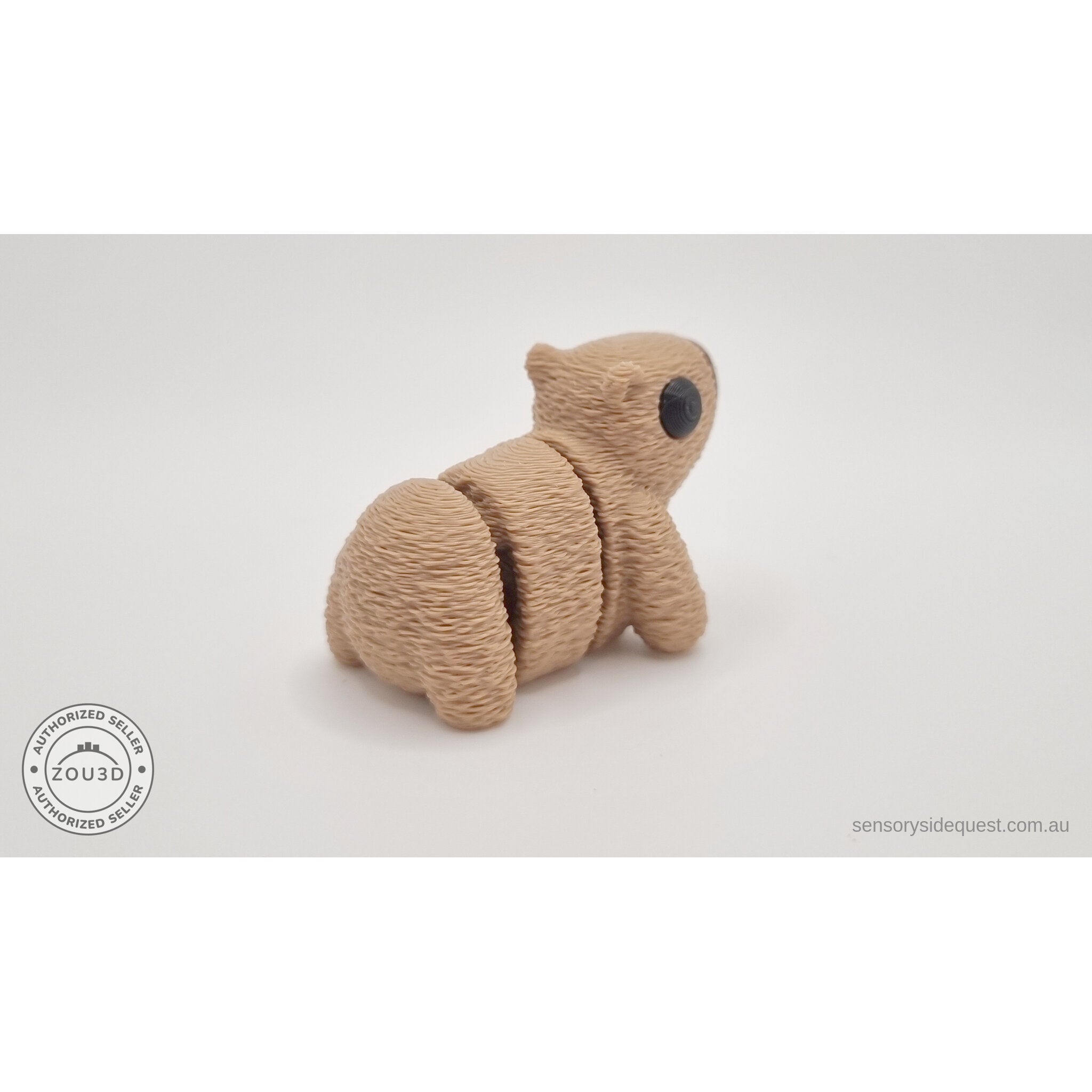 Baby Capybara fuzzy finish — rear three-quarter view showing textured surface detail