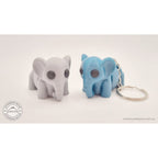 Grey and Blue Baby Elephant 3D printed fidget toys — standalone and keychain variants by Sensory Sidequest