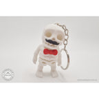 Mr.Skeleton Moustache keychain variant 3/4 front view with split ring hardware — 3D printed articulated fidget toy by Sensory Sidequest