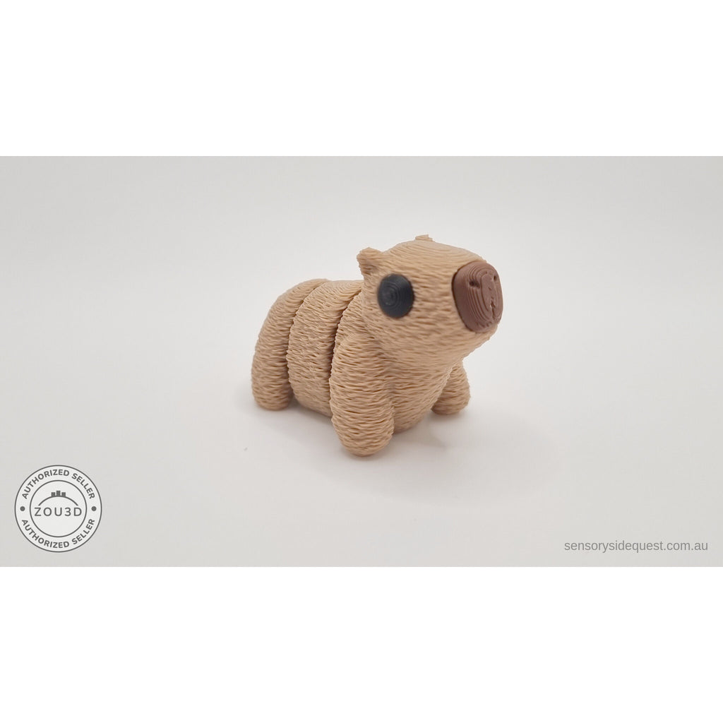 Baby Capybara fuzzy finish — three-quarter front side view showing full body profile