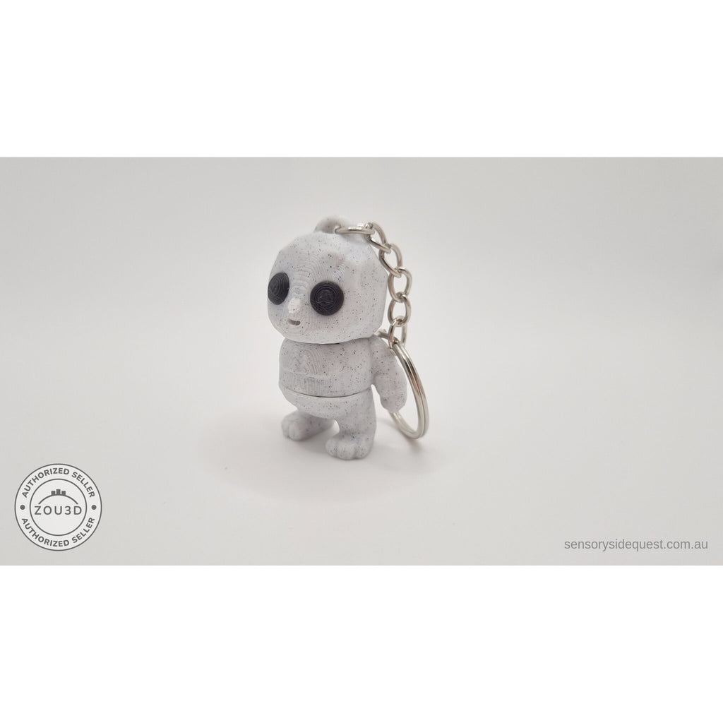 White granite Tiny Rock Golem keychain — 3D printed articulated fidget keychain by Sensory Sidequest