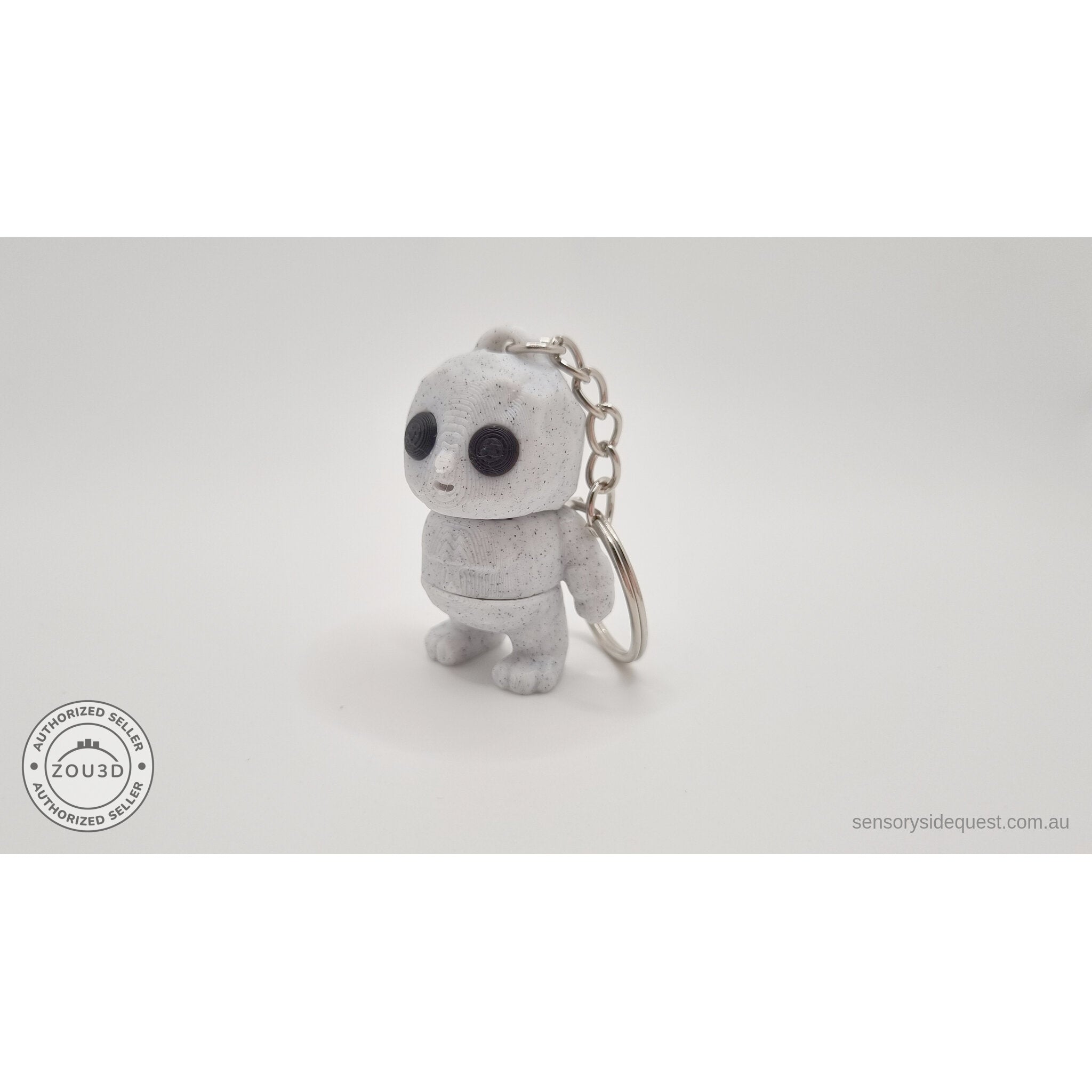 White granite Tiny Rock Golem keychain — 3D printed articulated fidget keychain by Sensory Sidequest
