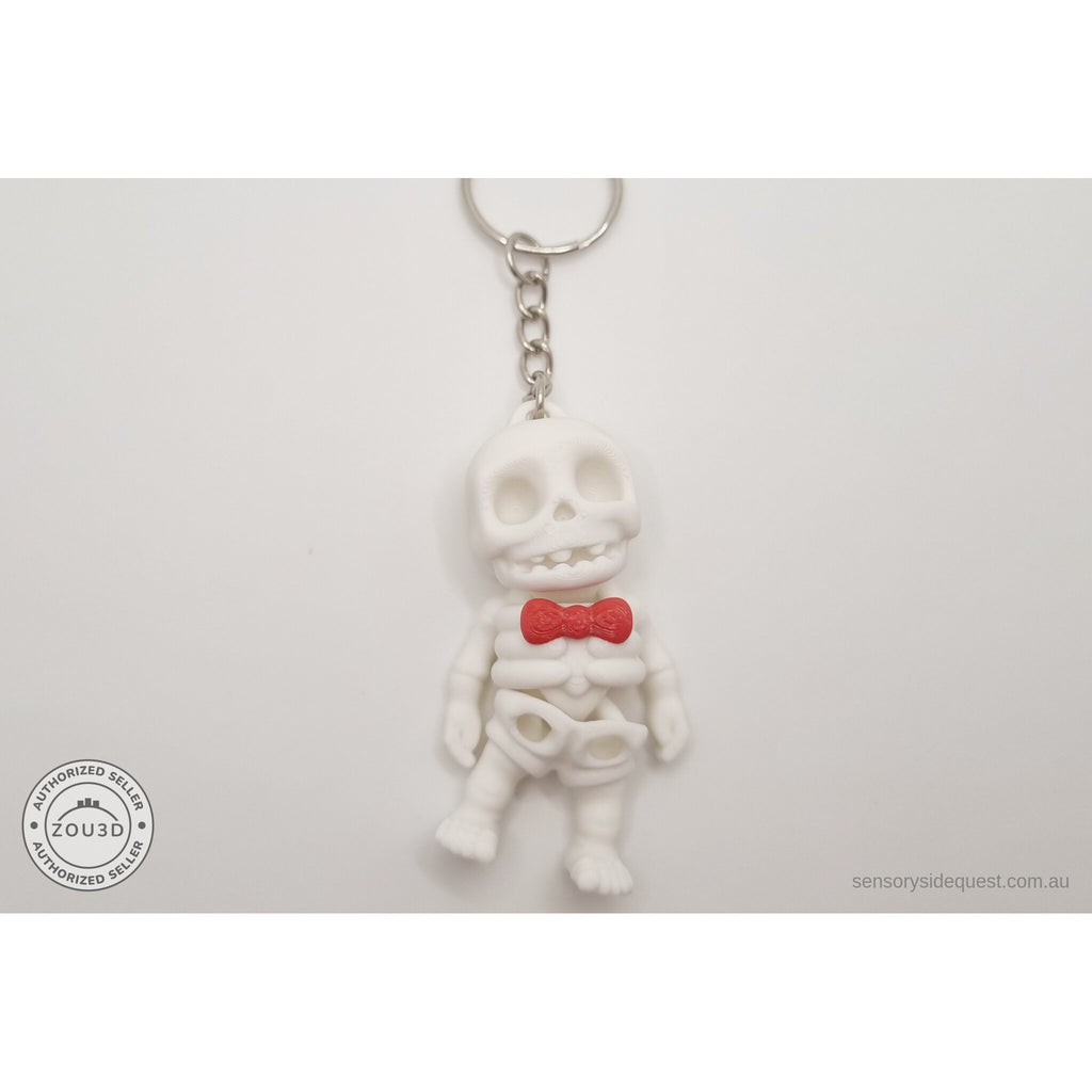 Mr.Skeleton Basic keychain variant flat front showing full figure with keychain attachment — 3D printed articulated fidget toy by Sensory Sidequest