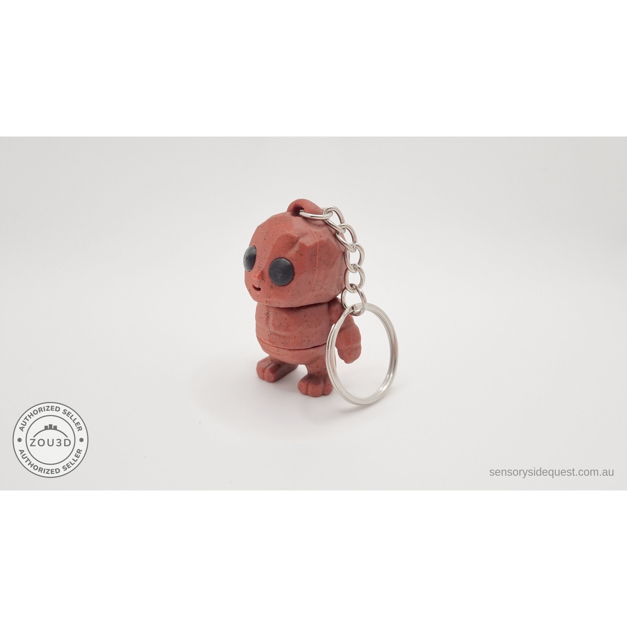 Terracotta Tiny Rock Golem keychain — 3D printed articulated fidget keychain by Sensory Sidequest