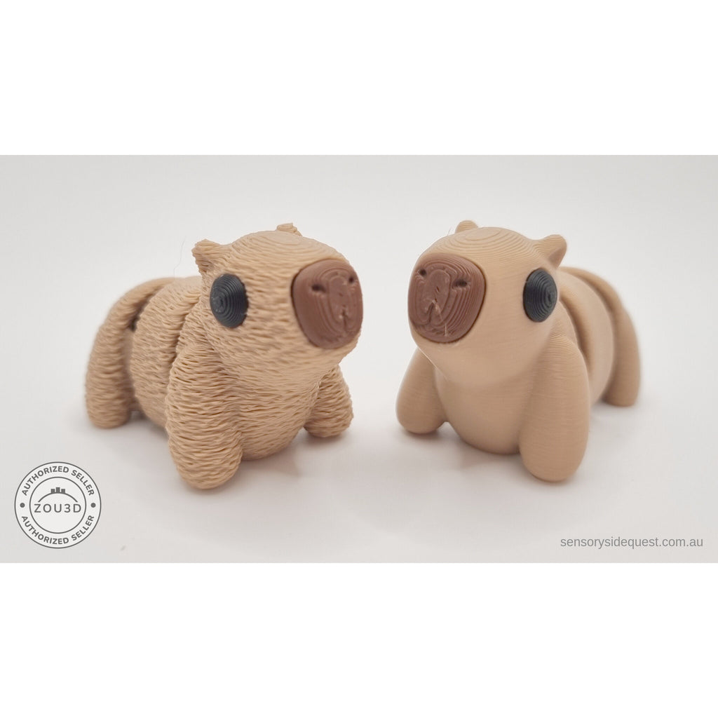 Baby Capybara smooth and fuzzy variants side by side — group shot showing both finishes