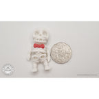 Mr.Skeleton Basic variant beside Australian 50 cent coin — scale reference showing compact palm-sized figure — 3D printed articulated fidget toy by Sensory Sidequest