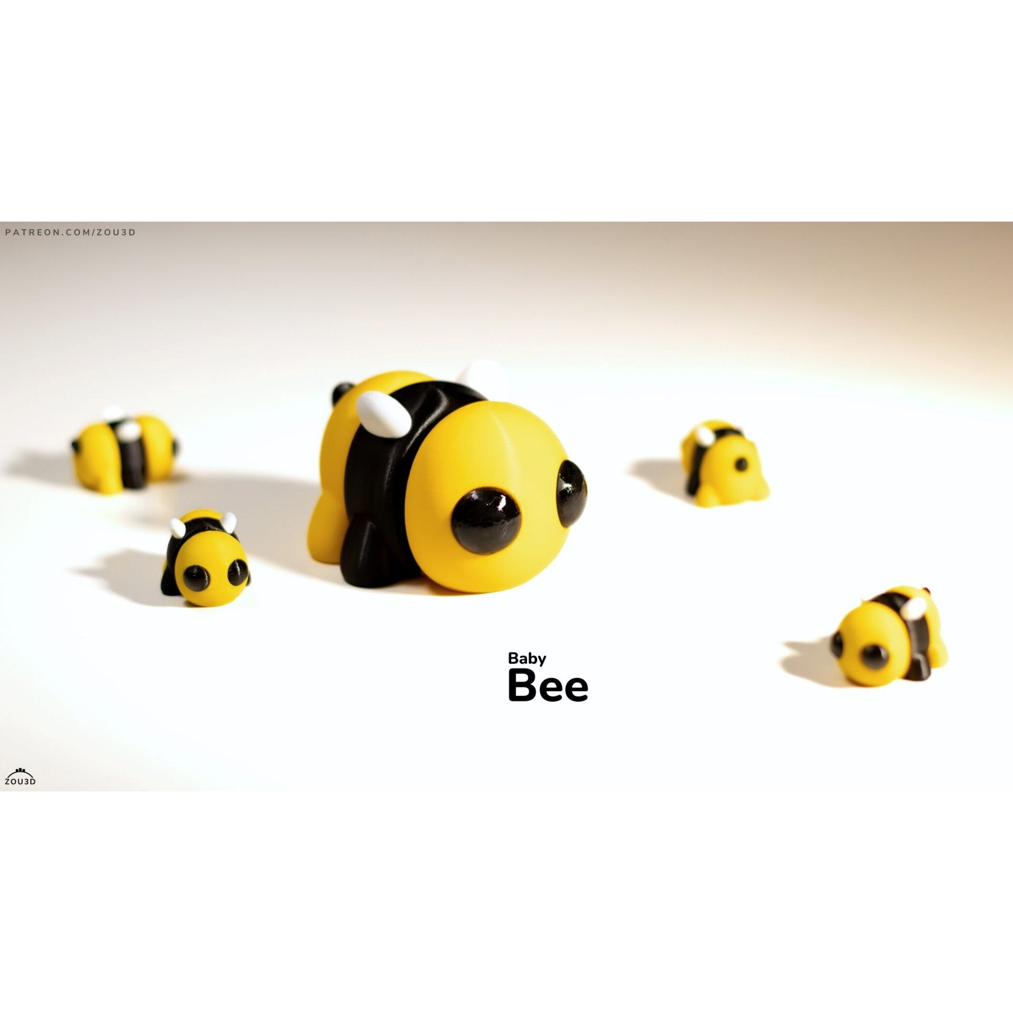 Yellow and black Baby Bee 3D printed articulated fidget toy by Sensory Sidequest