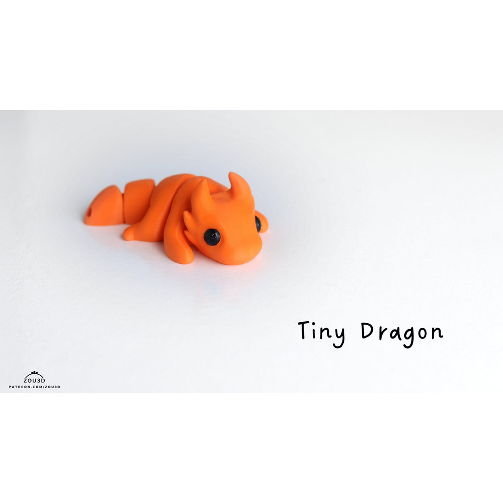 Tiny Dragon articulated fidget toy in orange and brown colour variants — Zou3D stock render by Sensory Sidequest Australia
