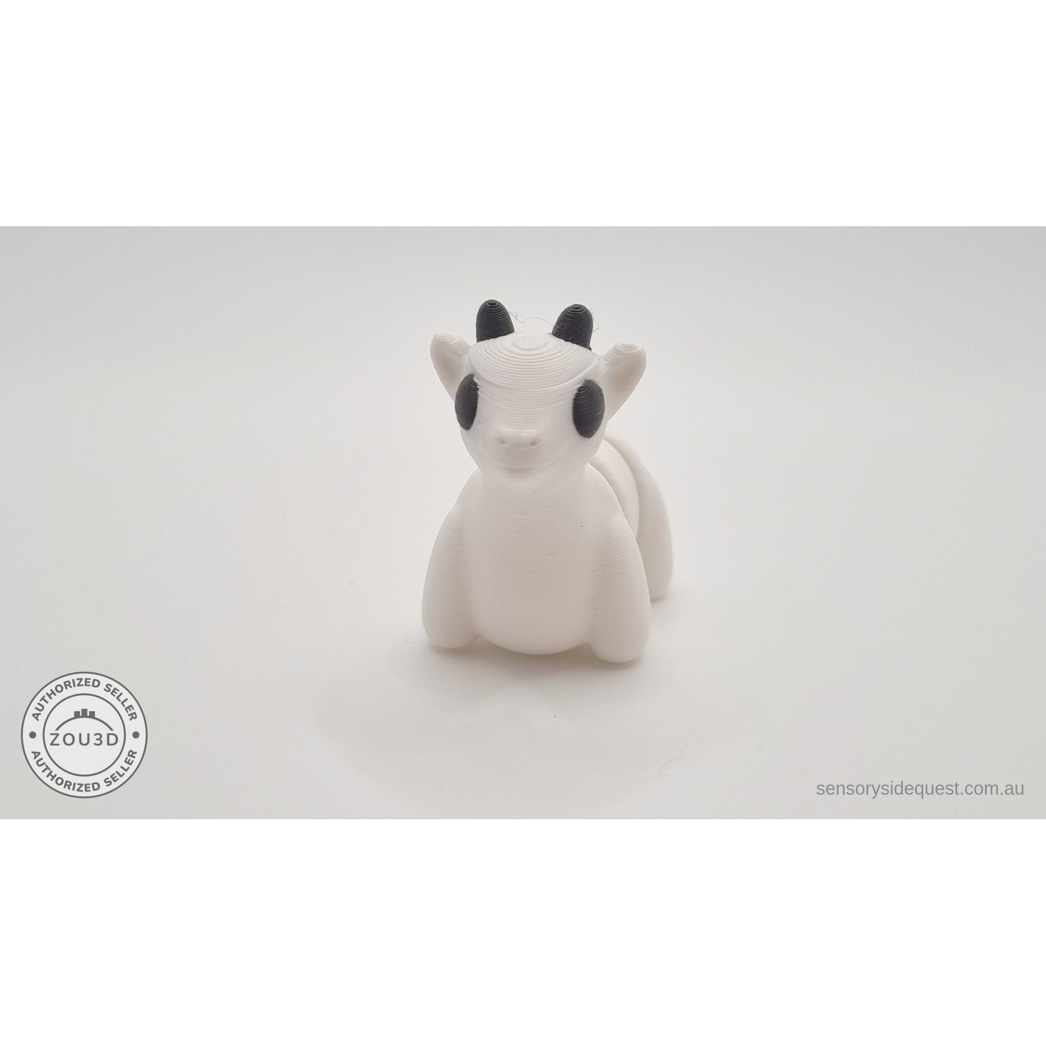 White Baby Goat 3D printed articulated fidget toy — direct front face view by Sensory Sidequest