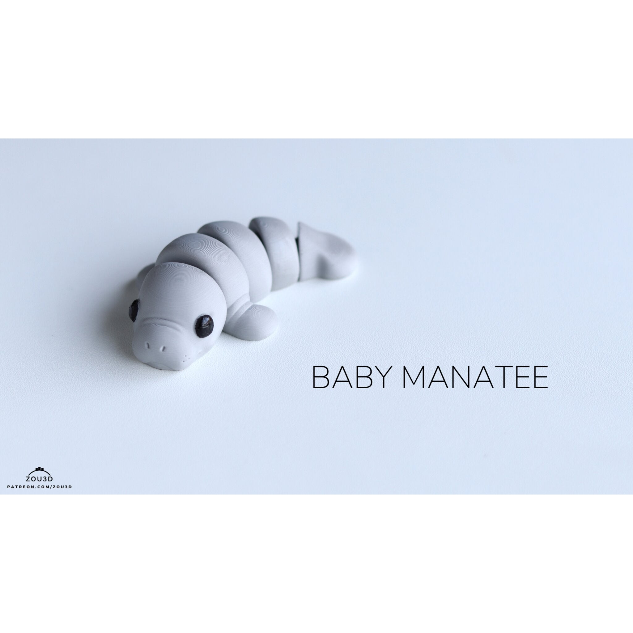 Baby Manatee ZOU3D articulated fidget toy side angle — Sensory Sidequest