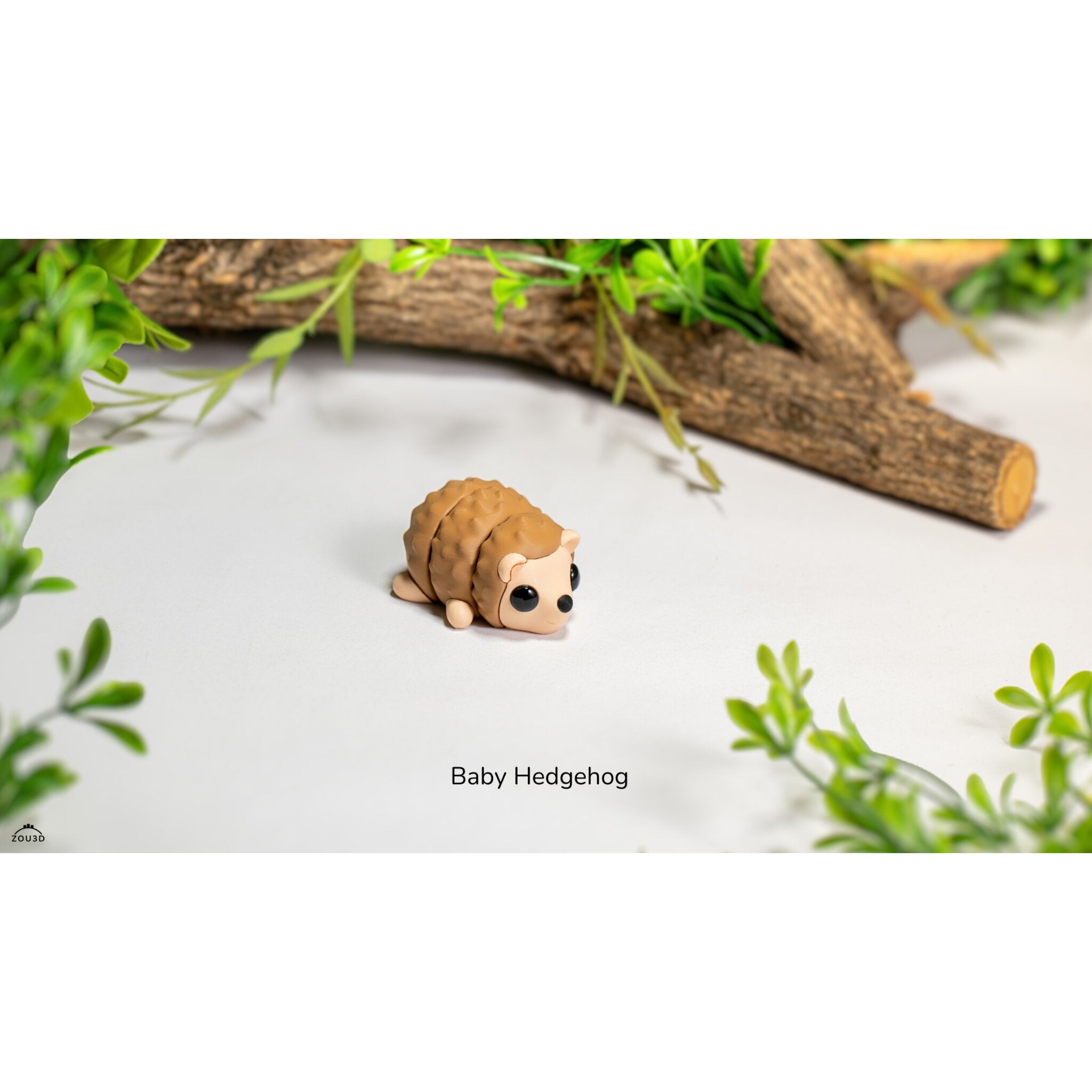 Baby Hedgehog 3D printed articulated fidget toy — close-up view highlighting the detailed quill texture across the back