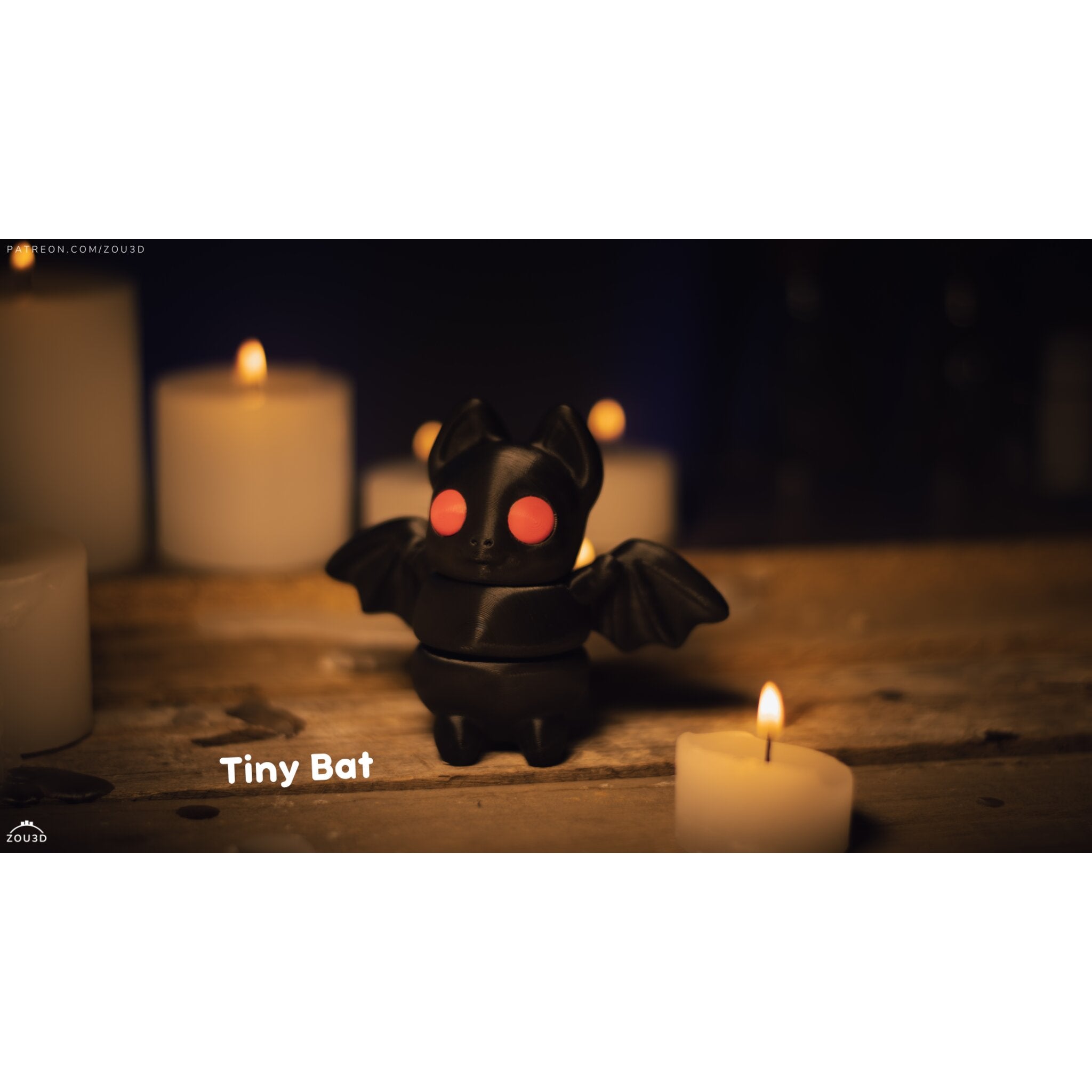 Black Tiny Bat articulated fidget toy with vivid eyes by Sensory Sidequest