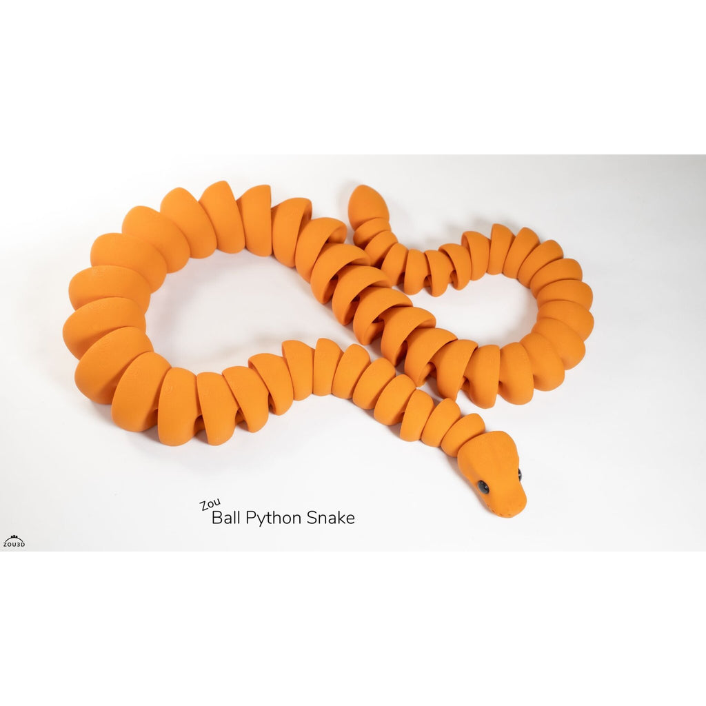 Zou3D Ball Python Snake official render — low-angle 3/4 view with snake stretched in a wide S-curve