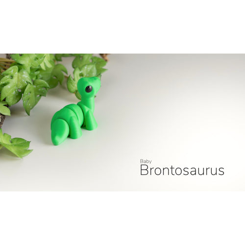 Green Baby Brontosaurus 3D printed articulated fidget toy by Sensory Sidequest
