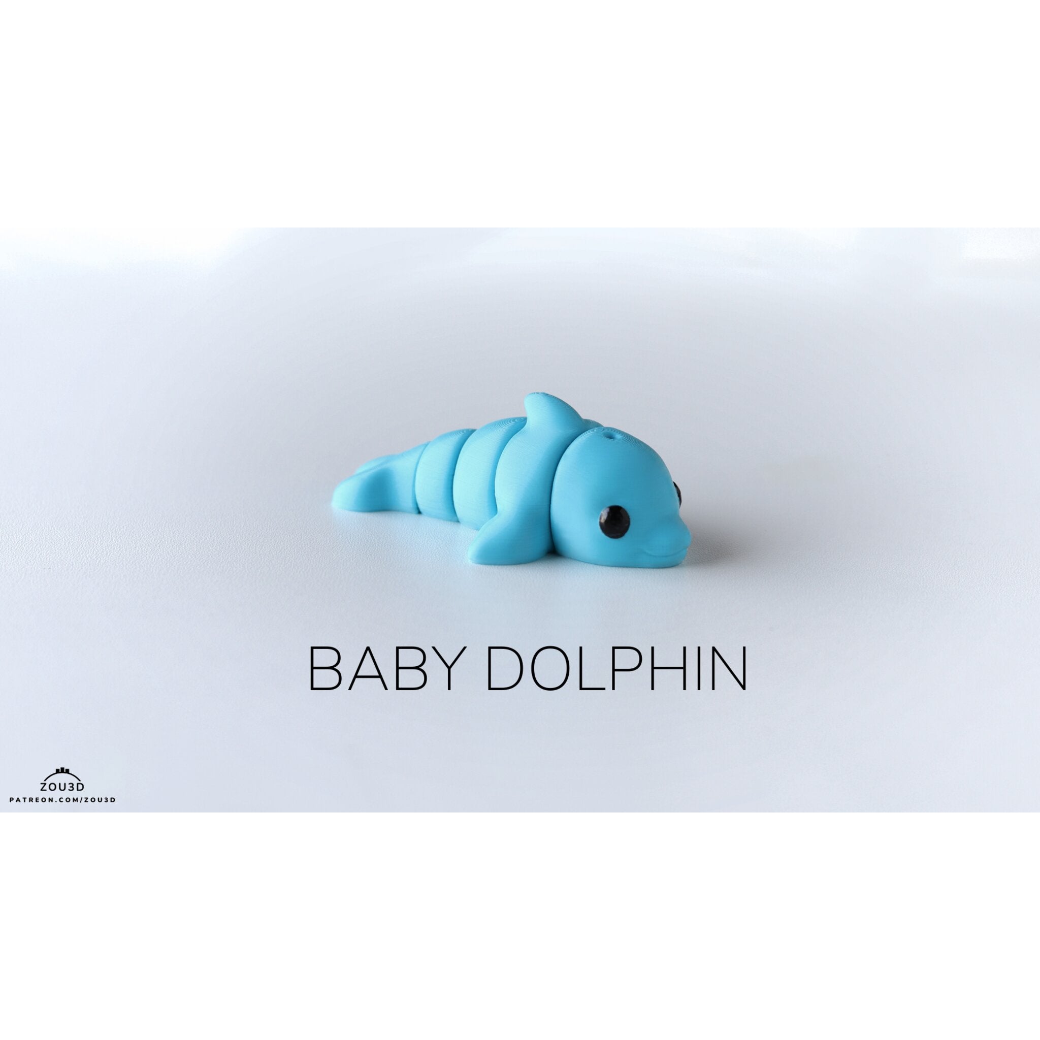Blue Baby Dolphin 3D printed articulated fidget toy by Sensory Sidequest