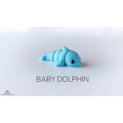 Blue Baby Dolphin 3D printed articulated fidget toy by Sensory Sidequest