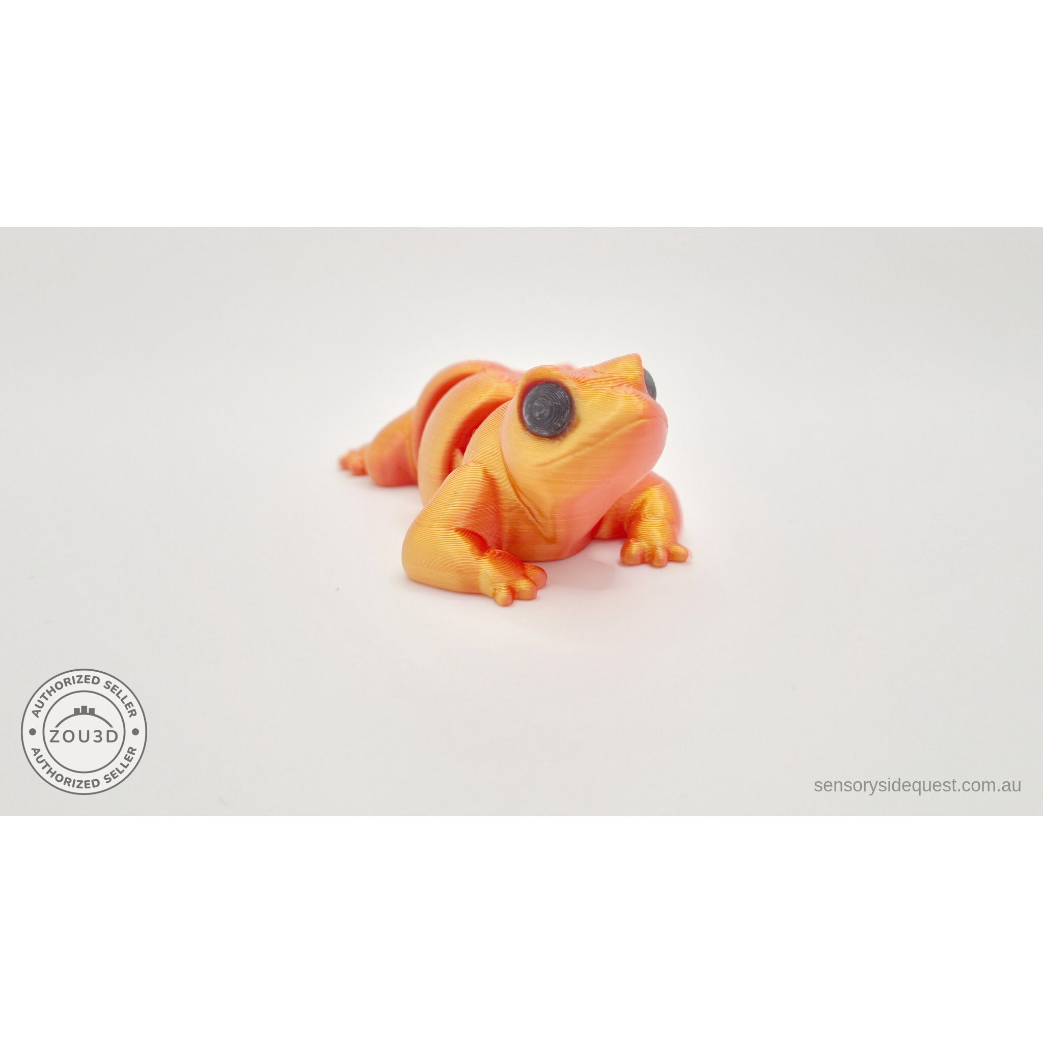 Red-gold Baby Lizard 3D printed articulated fidget toy — 3/4 front view — Sensory Sidequest Australia
