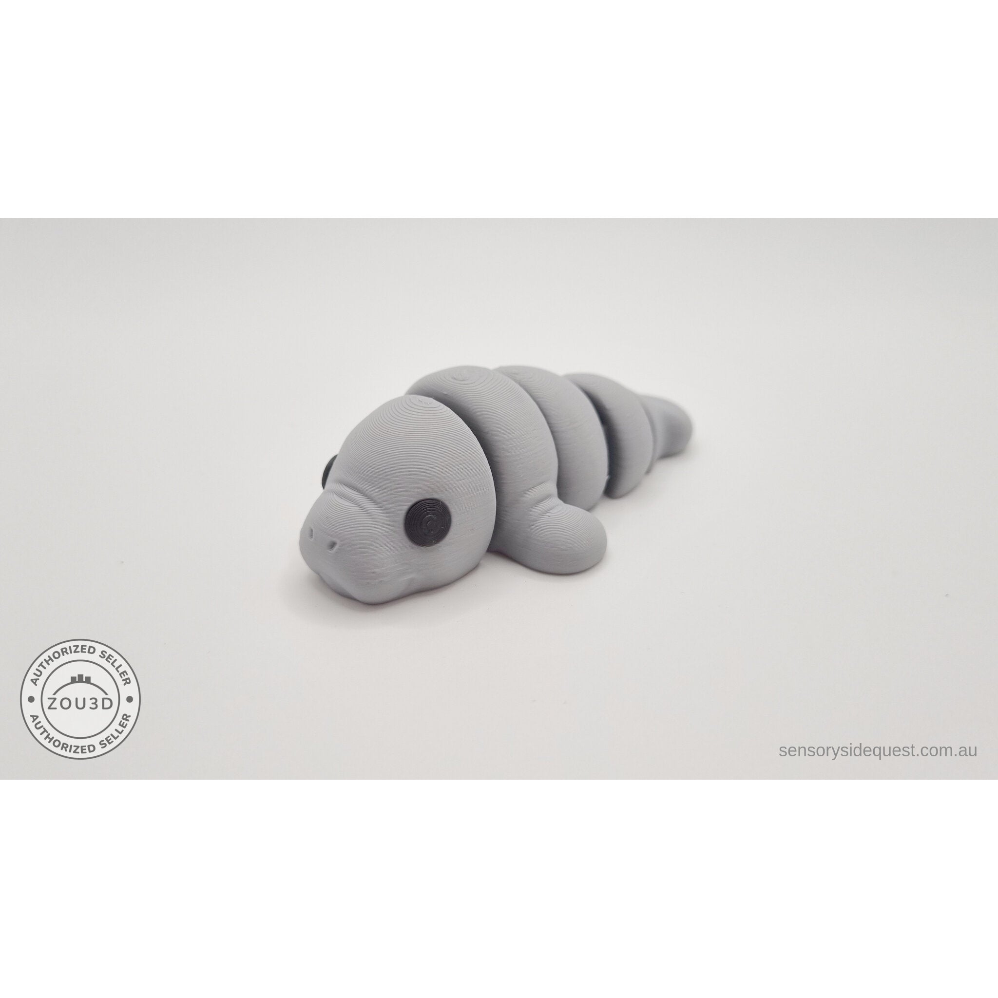 Grey Baby Manatee 3D printed articulated fidget toy by Sensory Sidequest