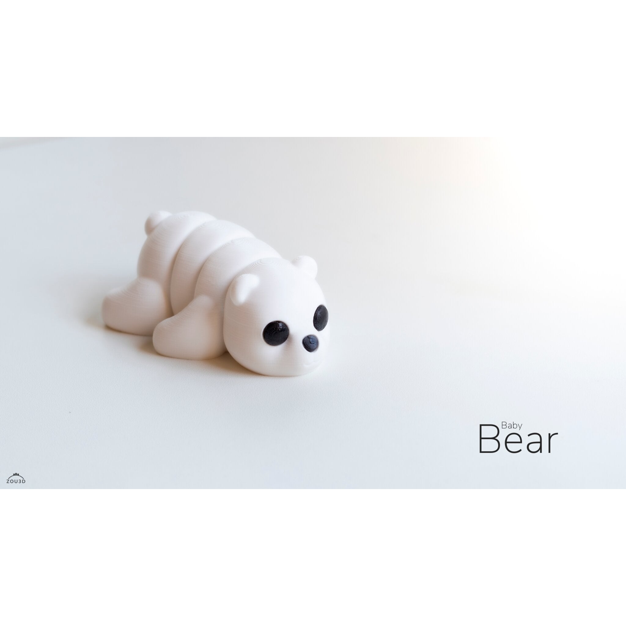 White polar bear 3D printed articulated fidget toy by Sensory Sidequest