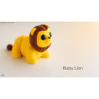 Yellow Baby Lion 3D printed articulated fidget toy by Sensory Sidequest