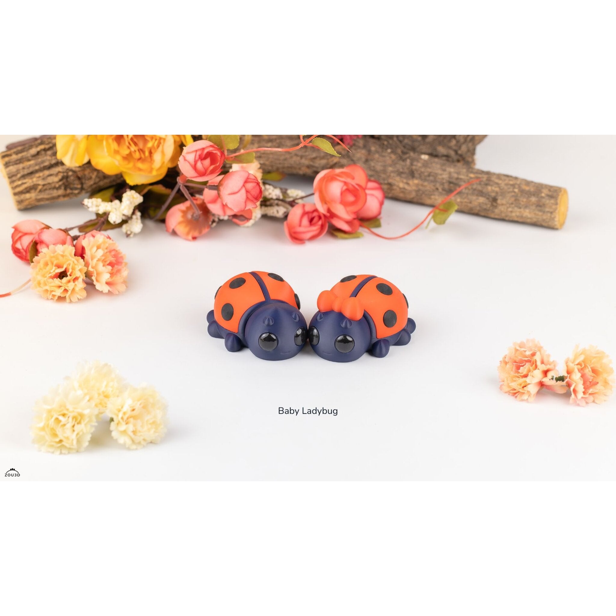 Baby Ladybug ZOU3D stock render — front-facing close view of two ladybugs