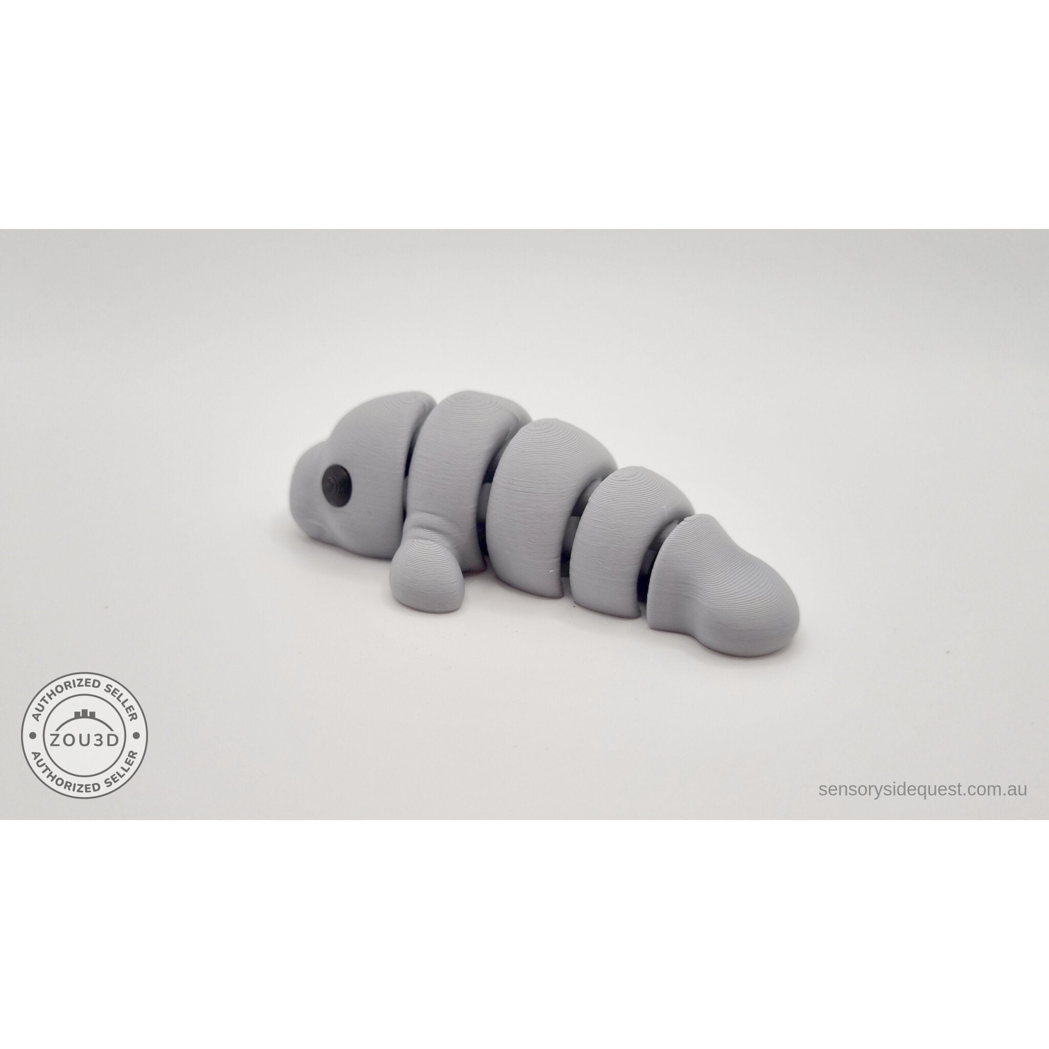 Grey Baby Manatee 3D printed fidget toy left side view by Sensory Sidequest