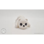 White Baby Bear 3D printed articulated fidget toy — 3/4 front view showing face and body segments — Sensory Sidequest Australia