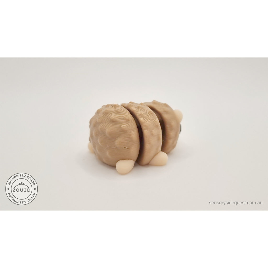 Baby Hedgehog 3D printed articulated toy — rear view showing quill back, own photo by Sensory Sidequest