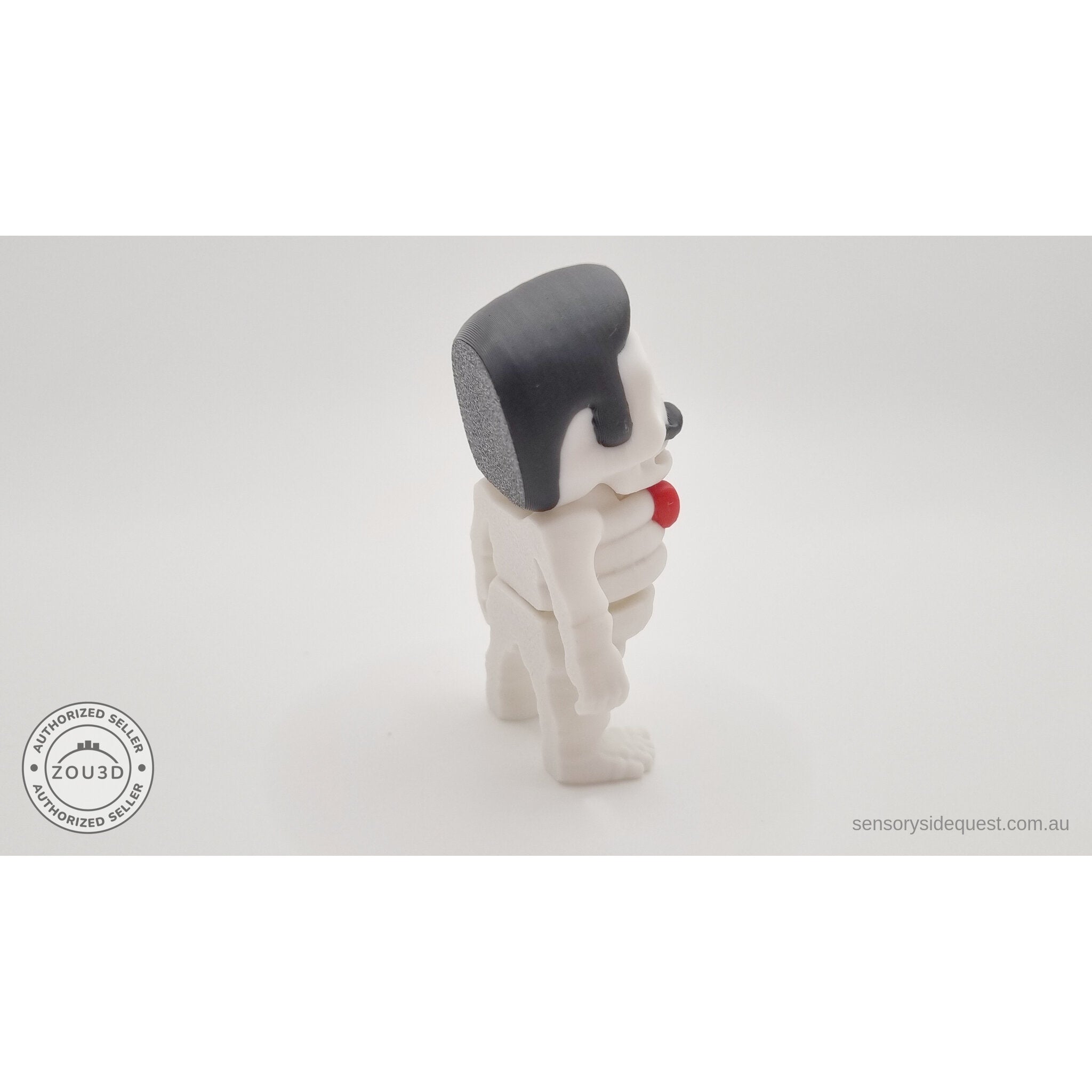 Mr.Skeleton Freddie Mercury variant back-right view showing articulated skeleton body — 3D printed articulated fidget toy by Sensory Sidequest